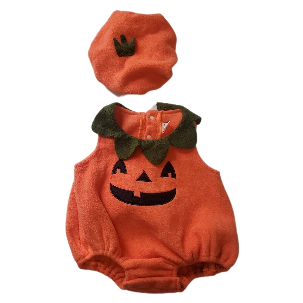 Jack-O-Lantern Halloween 2Pc Romper & Cap Set Size 3-6Months